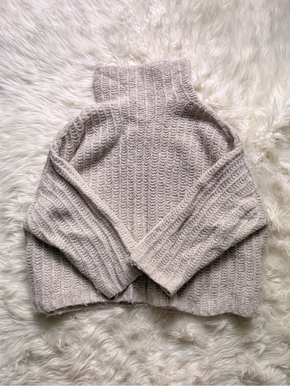 Free People Fluffy Fox Oversized Wool Sweater Cream Tan Size Small